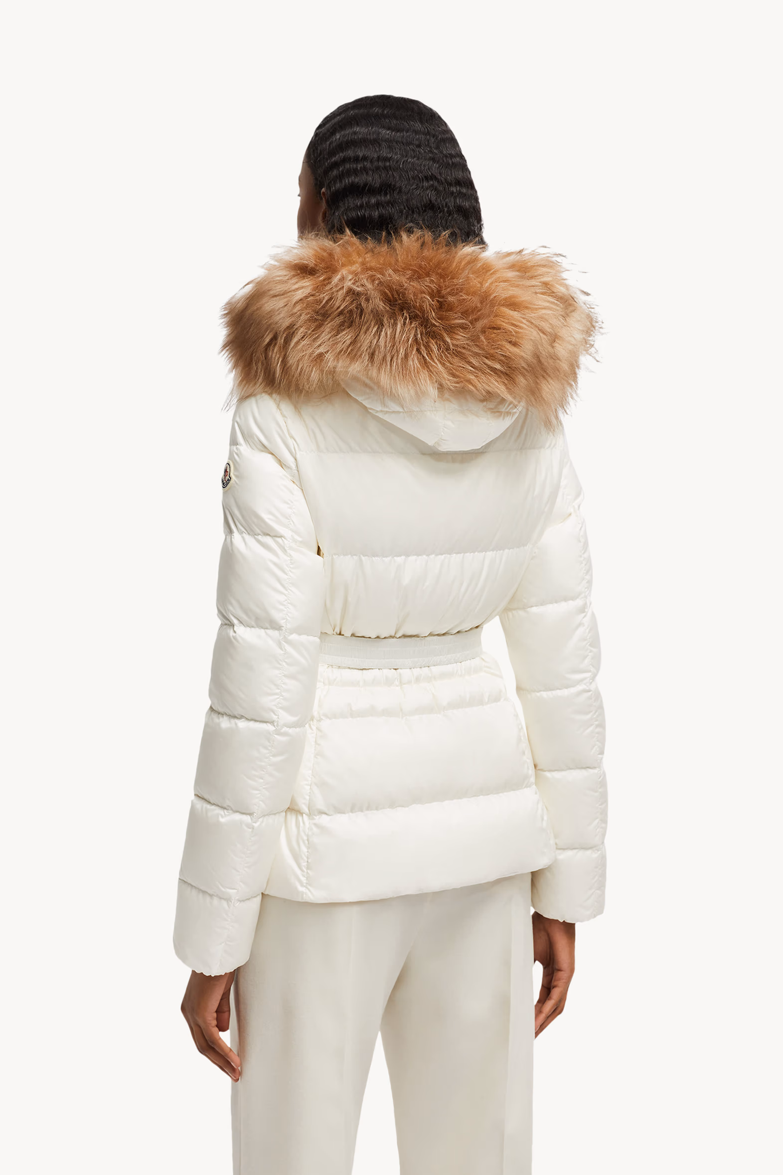 Boed Hooded Shearling-Trimmed Short Down Jacket Women White Moncler 5